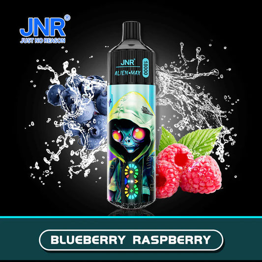 JNR Alien max 18000 puffs disposable vape. Black colour with Blueberry raspberry flavor