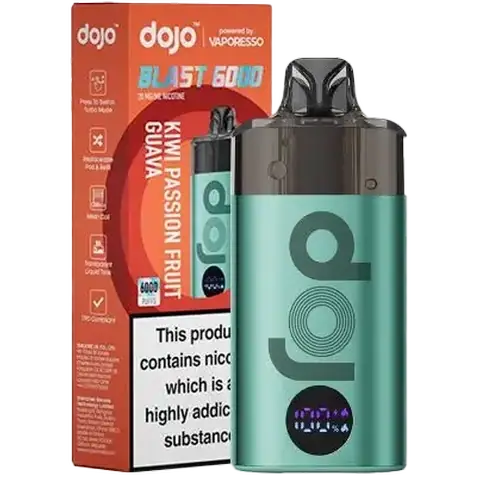 Vaporesso Dojo Blast 6000 puffs disposable vape UK , with Kiwi Passionfruit Guava Flavour.