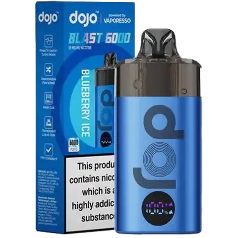 Vaporesso Dojo Blast 6000 puffs disposable vape UK , with Blueberry Ice Flavour.