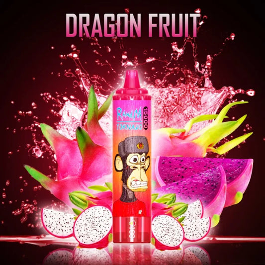 R and m tornado 15000 puffs disposable vape UK, with Dragon Fruit flavour.