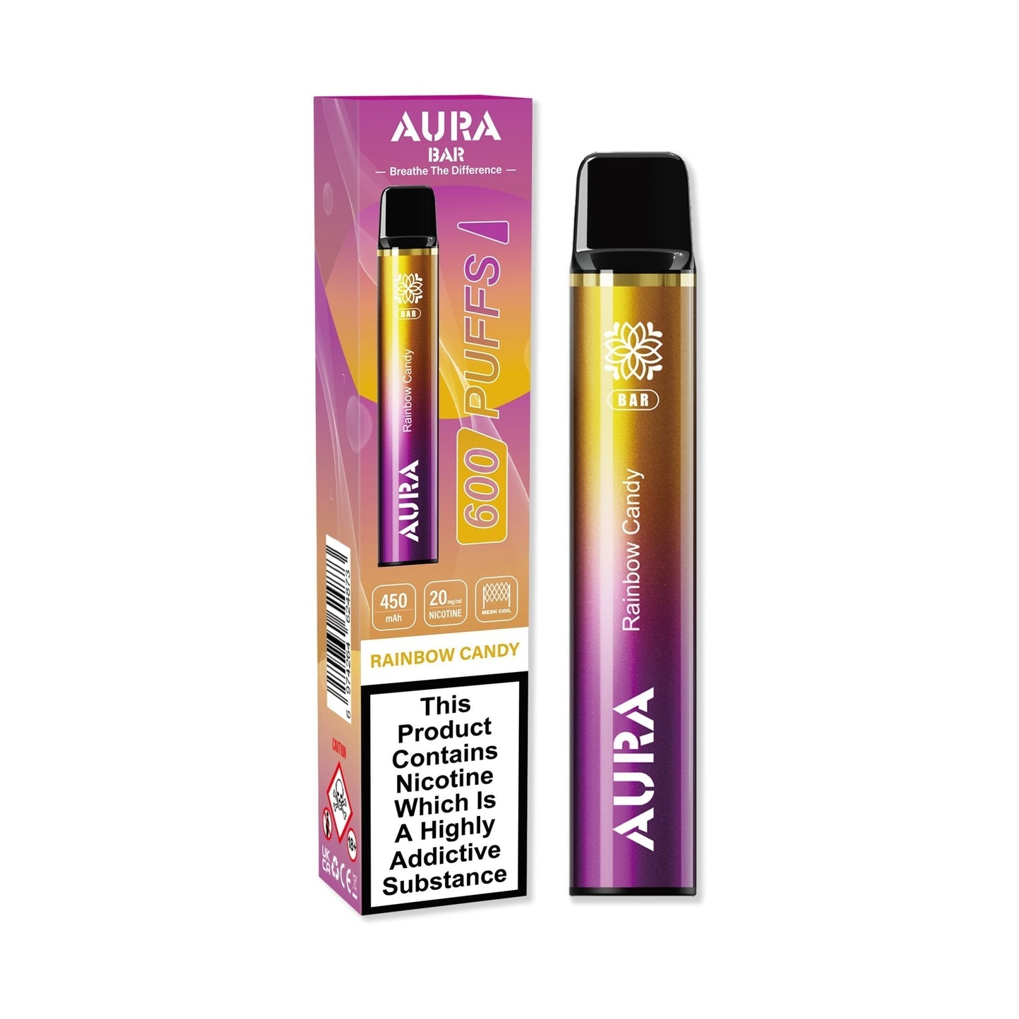 Aura Bar 600 Puffs Disposbale Vape Pod Box of 10