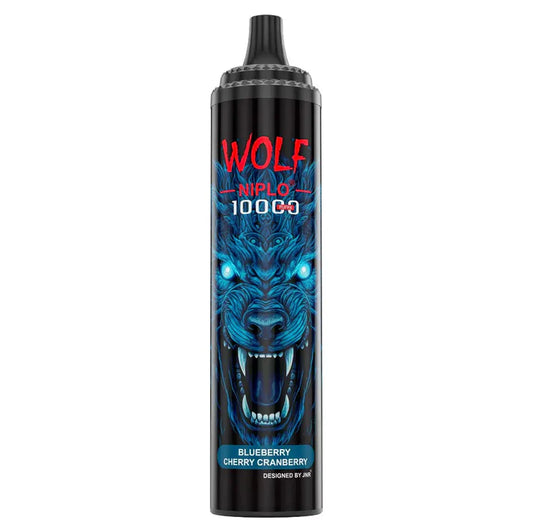 JNR wolf niplo 10000 puffs Disposable vape. Black colour with Blueberry cherry cranberry flavor