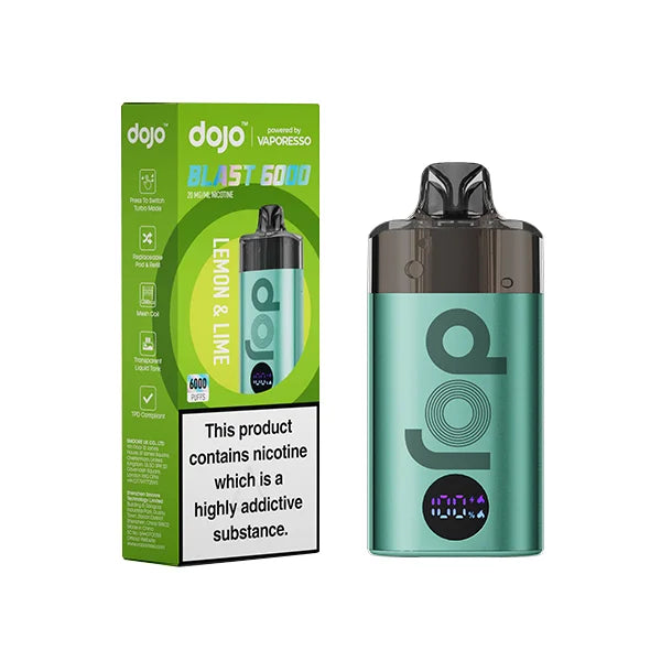 Vaporesso Dojo Blast 6000 puffs disposable vape UK , with Lemon Lime Flavour.